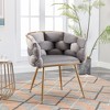 28.7'' Velvet Upholstered Modern Single Accent Chair with Gold Metal Legs, Multiple Color Options and Ergonomic Cotton Cushion - 3 of 4
