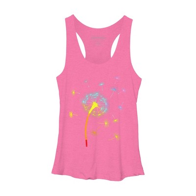 Design By CreativeHT Humans Rainbow Colorful Dandelion Flower Pride By CreativeHT Racerback Tank Top