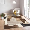 Washable Area Rug Modern Rug Non Slip Rug Low Pile Rugs Color Block Patchwork Throw Rug Foldable Indoor Carpet for Living Room Bedroom - 3 of 4