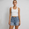 Women's Slim Fit Distressed Denim Shorts - Rolled Hem with Classic 5-Pocket Cherie Code - 3 of 4