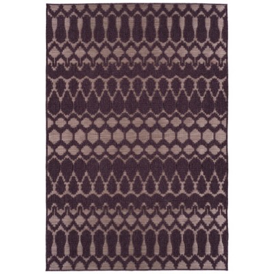 LunaLulinlk Purple Contemporary Geometric, Textured, High-Low Cut & Loop 2' x 3' Rectangle Throw Rug
