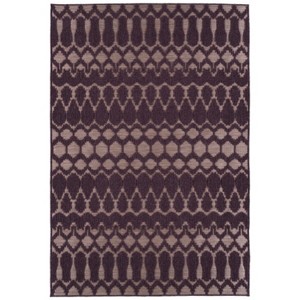 LunaLulinlk Purple Contemporary Geometric, Textured, High-Low Cut & Loop 2' x 3' Rectangle Throw Rug - 1 of 4