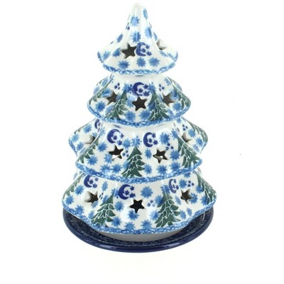 Blue Rose Polish Pottery Evergreen Magic Medium Christmas Tree Luminary ...