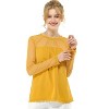 INSPIRE CHIC Women's Elegant Lace Sleeve Scalloped Trim Summer Casual Chiffon Blouse - 2 of 4