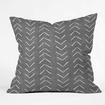 16"x16" Becky Bailey Mud Cloth Big Arrows Square Throw Pillow Gray - Deny Designs