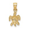 Black Bow Jewelry 14k Yellow Gold Small Diamond Cut Sea Turtle Pendant - 3 of 4