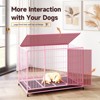XBRIGH 42/38 Inch Dog Crates for Meidum Small Dogs Folding Metal Wire Cages Dog Kennels Pet Cage with Double-Door, Removable Tray White - 2 of 4