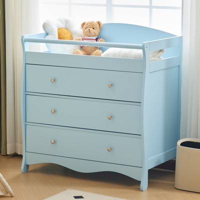 KTMBDW Modern 3-Drawer Dresser Wooden Bed Baby for Bedroom, Living Room