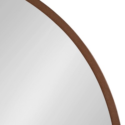 Travis 28" Round Bronze Wood Frame Modern Accent Wall Mirror