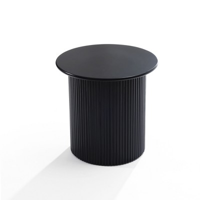 LuxenHome Black Finish Fluted Fir and MDF Wood Accent Round Table