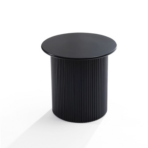 LuxenHome Black Finish Fluted Fir and MDF Wood Accent Round Table - image 1 of 4