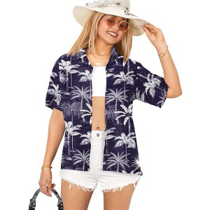 HAPPY BAY Button Down Shirt for Women Casual Summer Beach Party Hawaiian TShirts Short Sleeve Vacation Tops Tee Shirts Blouses for Women - 1 of 4