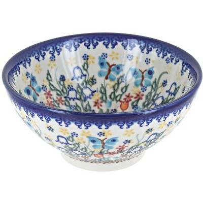 Blue Rose Polish Pottery Garden of Eden Rice Bowl