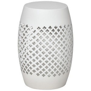Outsunny Steel Patio End Table, Round Side Table with Hollow Drum Design, Accent Table for Outdoor and Indoor Use - 1 of 4