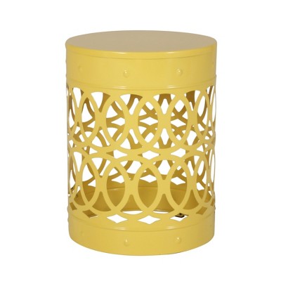 Maggift Patio End Tables Accent Side End Table for Outdoor and Indoor, Garden, Backyard Use, Special Design, Yellow, 13.75"*13.75"*18"