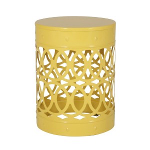 Syemin Patio End Tables Accent Side End Table for Outdoor and Indoor, Garden, Backyard Use, Special Design, Yellow, 13.75"*13.75"*18" - 1 of 4