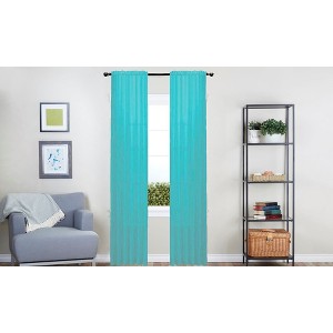 J&V TEXTILES 4-Pieces Sheer Solid Sheer Window Curtains 55x84 - Window Treatment Rod Pocket Voile Drape/Panel Sets for Patio Door - 1 of 4