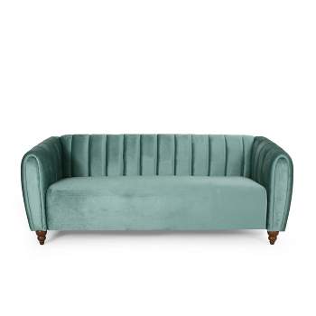 Richland Modern Glam Velvet Channel Stitch 3 Seater Sofa - Christopher Knight Home