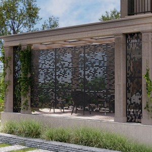 PexFix 72 in. x 47 in. Outdoor Privacy Rectangle Screen Galvanized Steel Panel Divider in Black - 1 of 4