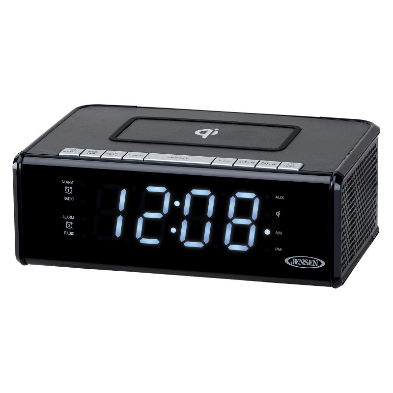 JENSEN QiCR-200 AM/FM Digital Dual Alarm Clock Radio with Wireless Qi Charging, 3 of 7