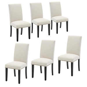 Dining Chairs Set of 4,Modern Fabric Upholstered Ergonomic Chairs with Curved Backrest,Heavy-Duty Wood Legs - 1 of 4