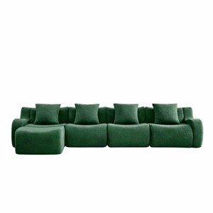 Aukfa Modular Teddy Fabric Sofa,Convertible Modular Sectional Sofa Set , 4-Seats with 1/2 Ottoman Soft Boneless Design for Living Room - 1 of 4