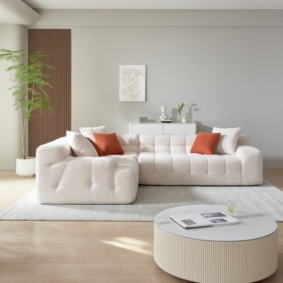 L-Shape Sectional Couch with Deep Seating, No-Assembly Modular Sofa for Living Room