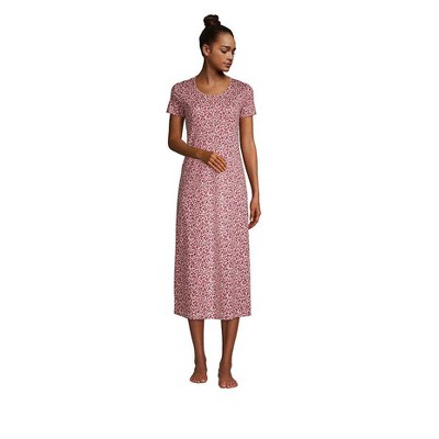 Lands' End Women's Supima Cotton Short Sleeve Midcalf Nightgown Dress