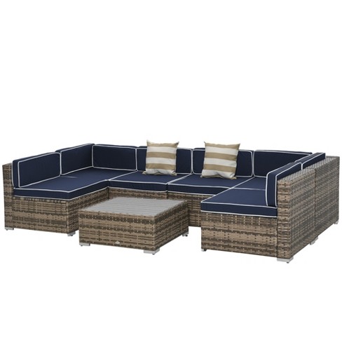 Outsunny 7 Piece Outdoor Patio Furniture Set, Pe Rattan Wicker