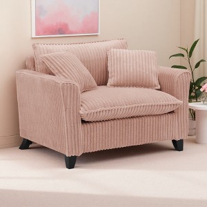 Corduroy Lazy Sofa Chair with Armrests and Soft Cushion - 1 of 4