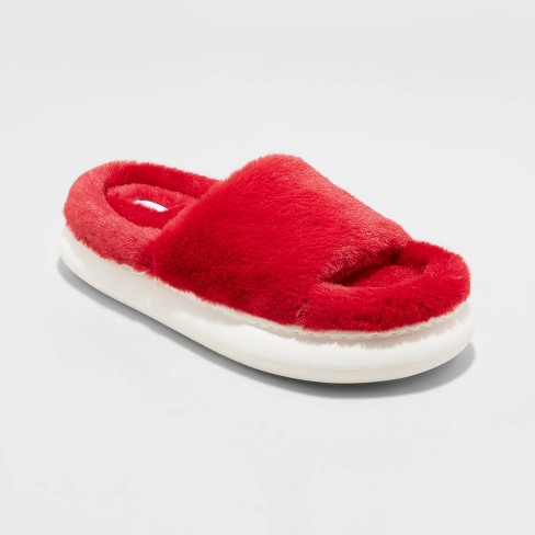 Red best sale slides fur