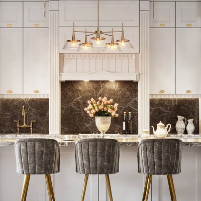 Gold and Clear Glass 5-Light Modern Chandelier