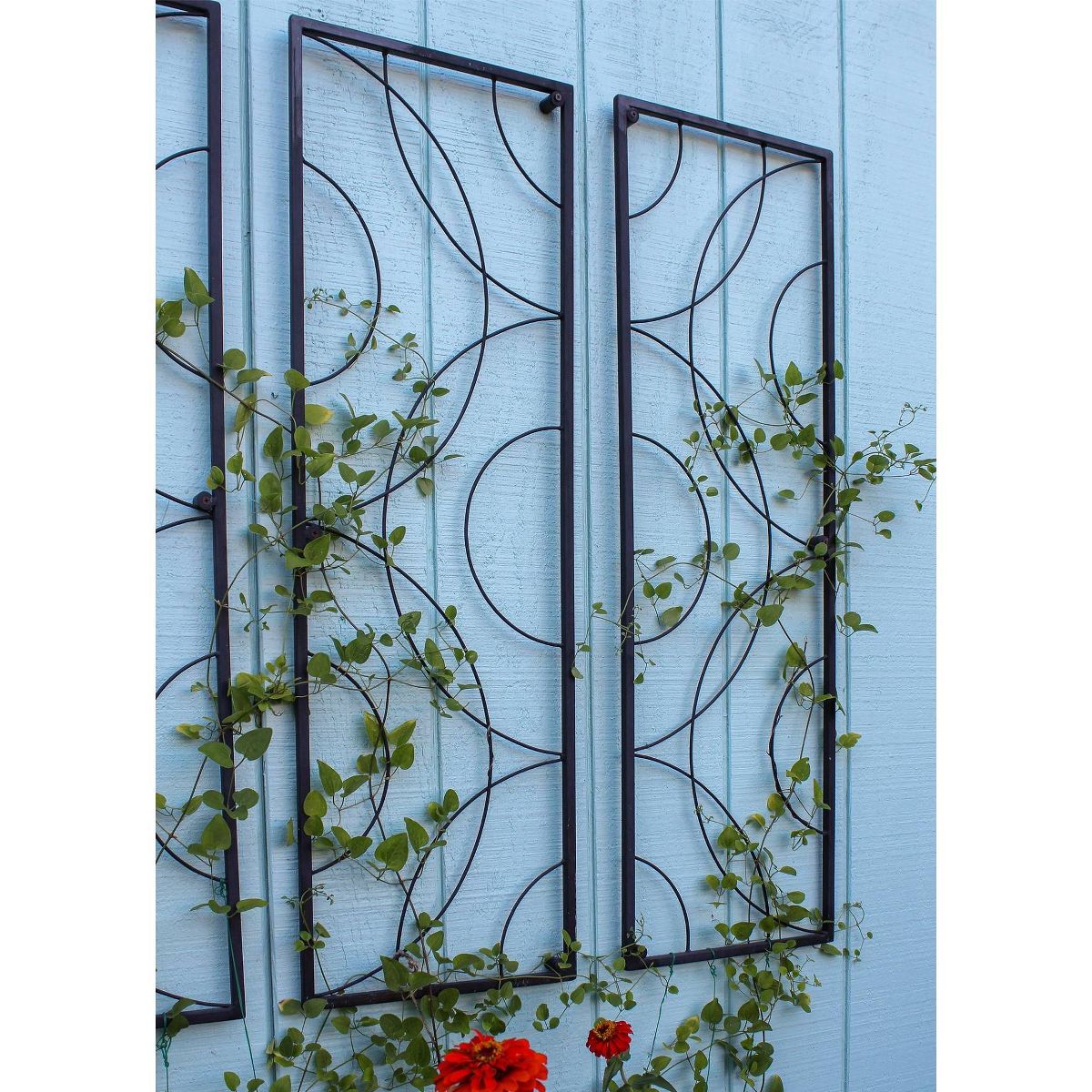 ACHLA Designs 42" Black Powder Coated Wrought Iron Trellis - thumbnail 4