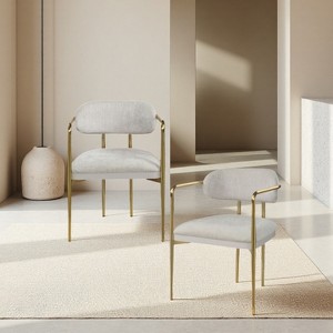 GDFStudio Felix Modern Chenill Upholstered Arm Chair with Gold Metal Frame(Set of 2) - 1 of 4