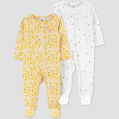 Baby Girls' 2pk Sleep N' Play - Just One You® made by carter's Yellow/White 6M