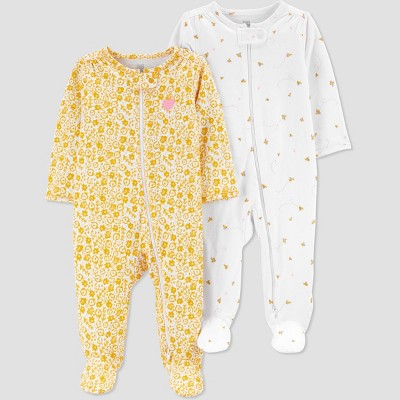 Image of Baby Girls' 2pk Sleep N' Play - Just One You® made by carter's Yellow/White 9M