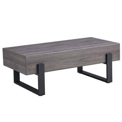 NicBex Wood & Metal Square Coffee Table Center Dining Table with Wood Grain Top for Living Room
