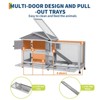 63" Wooden Rabbit Hutch with 6 Lockable Wheels, 2 Story Rabbit Cage with Pull-Out Tray & Non-slip Ramp, Large Bunny Hutch Indoor Outdoor - 3 of 4