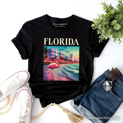 Vibrant Florida State Flamingo T-Shirt, Miami Beach Souvenir and Coastal Tee | OrnamentallyYou