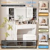 Makeup Desk with Mirror, Sliding Jewelry Storage Shelves & 3 Lighting Modes, White Vanity Set - 3 of 4