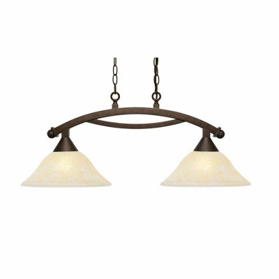 Toltec Lighting Bow 2 - Light Island Pendant Light in  Bronze with 12" Amber Marble Shade