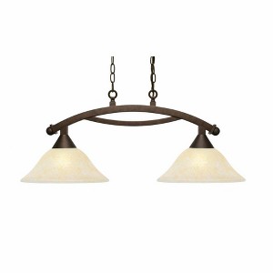 Toltec Lighting Bow 2 - Light Island Pendant Light in  Bronze with 12" Amber Marble Shade - 1 of 1