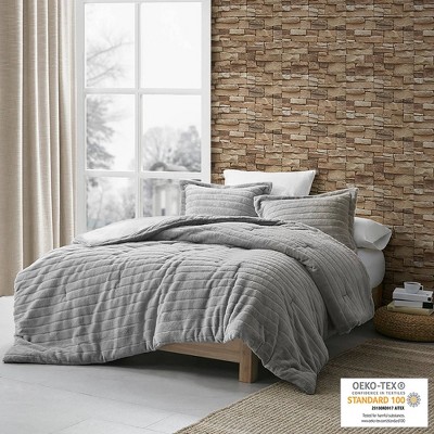 King Gray Faux Fur Down Alternative Comforter Set