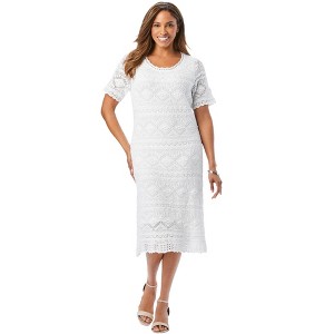 Jessica London Women's Plus Size Crochet Dress - 1 of 4