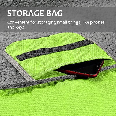 Tirrinia Large Gray and Green Sherpa Fleece Waterproof Camping Blanket