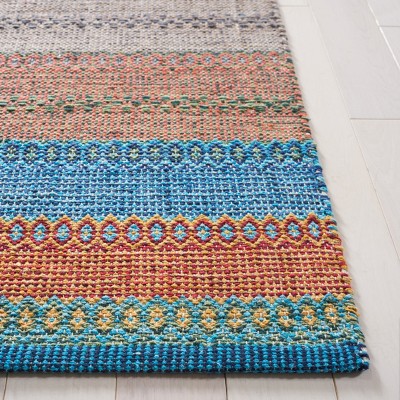 Coastal Breeze Blue & Grey Cotton 8' x 10' Handwoven Rug