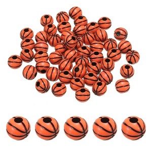 Unique Bargains Opaque Acrylic DIY Necklace Bracelet Loose Basketball Sport Ball Beads 0.39" 60 Pcs - 1 of 4