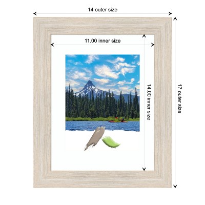 11x14 Hardwood Whitewash Narrow Wood Wall Frame