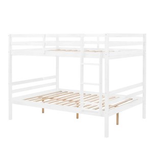 Dsvimoy Bed Solid Wood Bunk Bed with Safety Guardrails Strong Support System Easy Assembly for Kids Room, White, 78.35"*59.06"*61.81" - 1 of 4