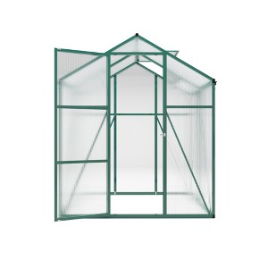 Gulches 6x4 FT Raised Base Polycarbonate Greenhouse Heavy Duty Aluminum Walk in Windproof All Season with Anchor Drainage Outdoor Backyard Green - 1 of 4